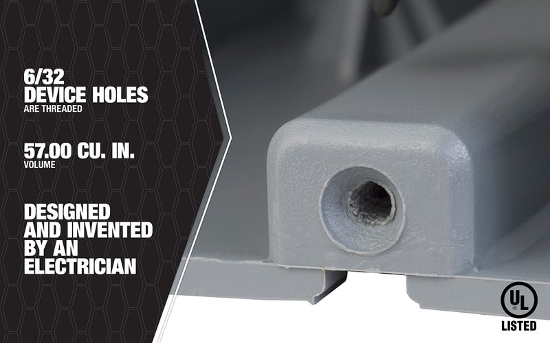 Southwire Electrical Box for Light Fixture, 42lb Support, Depth Adjustable, Three Gang, Gray, MSB3G - Image 5
